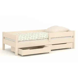 Lukdom Kinderbett Mix 140x70 naturweiß mit Schubladen , Naturfarben , Holzwerkstoff , 2 Schubladen , 70x140 cm , Babymöbel & Kindermöbel, Kinderzimmer & Jugendzimmer, Kinderbetten