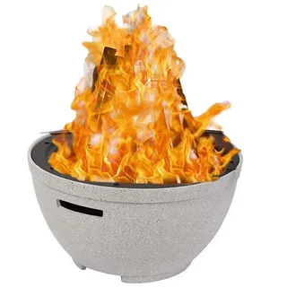 Perel Moderne Feuerschale in Steinoptik mit Schürhaken Ø47cm Gartenfeuerstelle