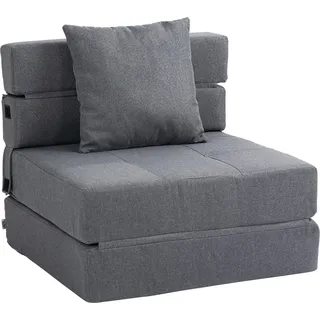 Fortuna Lai 2-in-1 Schlafsessel klappbar, bis 100 kg belastbar, Schlafsofa, Klappsessel mit Bettfunktion, Relaxsessel, Gästebett, Dunkelgrau - Dunkelgrau