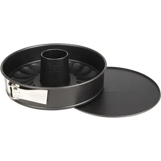 Dr. Oetker Springform mit Flach- und Rohrboden Ø 26 cm, Kuchenform aus Stahl mit Antihaftbeschichtung, Backform aus veredeltem Schwarzblech, Menge: 1 Stück, 1432