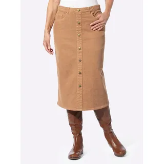 Cordrock INSPIRATIONEN, Damen, Gr. 21, braun (camel), 98% Baumwolle, 2% Elasthan, unifarben, wadenlang, Röcke Cordrock