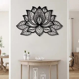 Metall-Lotusblumen-Wandkunst – große Mandala-Wanddekoration für Zuhause, Meditation, Yoga, Zen, Wohnzimmer, Schlafzimmer, Büro und Yoga-Raum