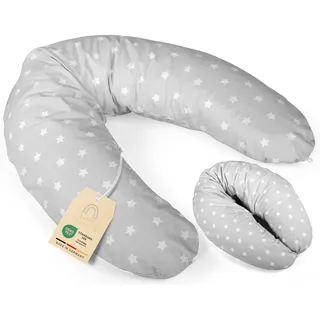 Baby's Stillkissen Seitenschläferkissen XXL - Lagerungskissen Baby | OekoTex zertifiziertes Stillkissen mit Bezug - 190cm großes Schwangerschaftskissen für Baby & Erwachsene - 100% Bio-Baumwolle