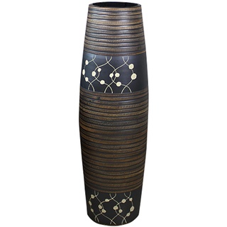 fanquare Große Handgefertigte Porzellan Bodenvase, Braun Streifen Zuhause Dekorativ Vase, Höhe 50cm