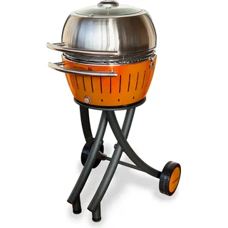 LotusGrill XL Gartengrill Set Mandarinenorange - Grillwagen/- haube XL Edelstahl - Orange