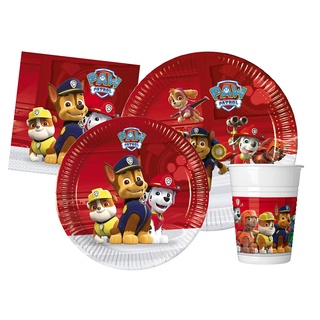 Partygeschirr Party-Set Paw Patrol Ready for Action für 24 Personen (112 pcs: 24 Pappteller Ø23cm, 24 Pappteller Ø20cm, 24 Becher 200ml, 40 Servietten 33x33cm)