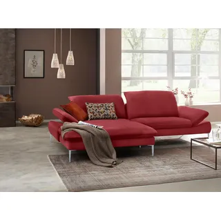 W.Schillig Ecksofa »enjoy&MORE, mit tollem Sitzkomfort, elegant und bequem, L-Form« mit Sitztiefenverstellung, Füße silber matt, Breite 294 cm, rot