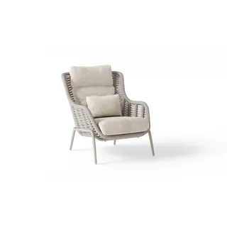 Suns Casto Lounge Gartensessel high back Aluminium/Rope inkl. Kissen Camel Sand/Beachy bouclé