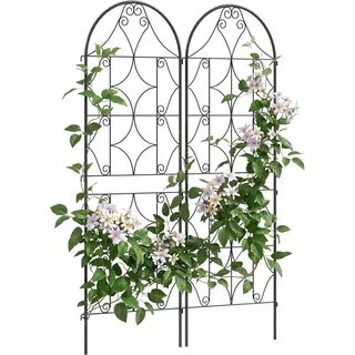 Outsunny Rankgitter Metall 2er Set zum Stecken rostfrei 50x150 cm Schwarz | Rankhilfe für Kletterpflanzen, Garten Spalier, für Zimmerpflanzen, Pflanzenspalier, für Tomaten Gemüse Blumen