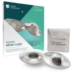 Koala Babycare Silberhütchen - 2 Stück - maxi-Größe 999er Silber- Der Brustwarzenschutz, beruhigt und schützt empfindliche und schmerzende Brustwarzen - Zertifiziertes Medizinprodukt