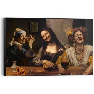 Wandbild REINDERS "Girls Night Out", braun (farbe bild(er): braun), B:90cm H:60cm T:3cm, Bilder, Wandbild, Home Office - Perlenmädchen - Mona Lisa - Frida Kahlo - Braun - MDF