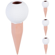 Bild von Tonkegel Golfball, 4er Set, Bewässerungskugeln, für 1,5 L PET-Flaschen, Gießhilfe, Keramik, weiß/terrakotta