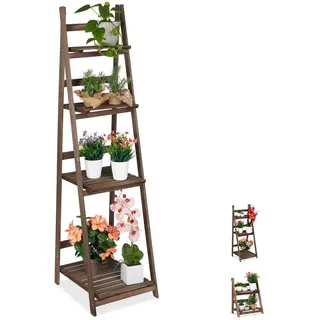 Relaxdays Blumentreppe 160 x 41 x 49 cm Braun