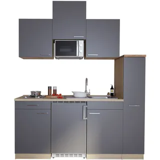 Respekta Küchenzeile 180 cm Grau-Eiche Sägeräu Nachbildung