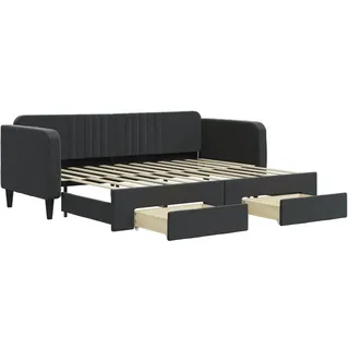 vidaXL Tagesbett Ausziehbar mit Schubladen Schwarz 80x200 cm Samt - Schwarz
