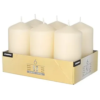 Papstar Stumpenkerzen 6 Stück 6 cm beige