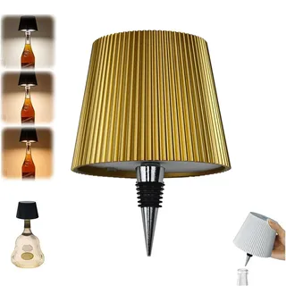 VHV Lampe mit Flasche, kabellos, wiederaufladbar, 2000 mAh, Tischlampe, LED, modern, für Bar, Restaurant, Zubehör und Dekoration (Gold)
