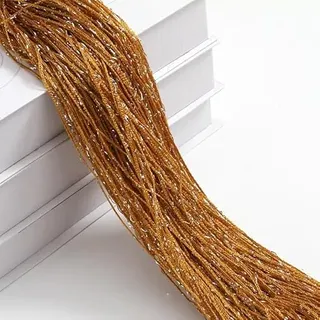 PTNKUIIY 2 Stücke Fadengardinen 100 x 200 cm Fadenvorhang Türvorhang Fäden Fliegenvorhang Raumteiler Tür Vorhänge Hintergrundvorhang Seilvorhang Dekovorhang für Party Hochzeit Raumdekoration -Gold