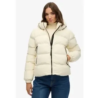 Superdry für Damen. W5011996A Stanton Off-White Steppjacke mit Kapuze (XXL), Weiß, Lässig, Polyester