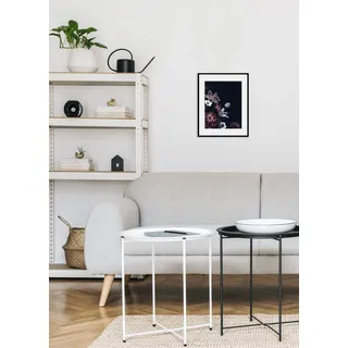 Bild QUEENCE "Luise", lila (farbe rahmen: schwarz, farbe bild(er): lila), B:50cm H:70cm, Acrylglas, Holz, Papier, Bilder, Bild, HD Premium Poster-Druck inkl. Holzrahmen
