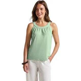 STREET ONE Damen A323538 Leinen-Look Sommertop, Soft Jade Green, 46