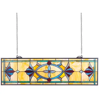 VEVOR Buntglasfensterpaneel (813 x 250 mm) hängendes Buntglas mit Kette, Buntglas im Tiffany-Stil zum Aufhängen, traditionelles rechteckiges Vintage-Kunsthandwerk Fensterdekor für Küche & Kirchen