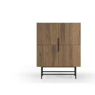 CALICOSY - Sideboard 4 Türen, Eichendekor dunkle H128 cm - RIMA - Dunkelbraun