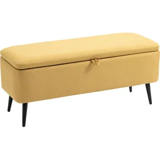 Homcom Truhenbank mit Stauraum Leinenoptik 101x38,5x44,5 cm , Gelb , Kunststoff , 38.5x44.5x101 cm , Esszimmer, Bänke, Sitzbänke