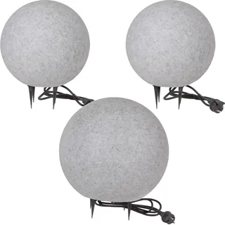 Kugelleuchte Kugellampe Außenleuchte Granit-Optik 3er Set 40-30-30cm - Grau
