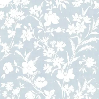Laura Ashley Vliestapete Blumen Monoprint 1000x52cm , Blau , Papier, Kunststoff , Floral, Herz/Romantik , Rechteckig , 52x1000 cm , Tapeten & Wandverkleidungen, Vliestapeten