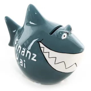 Logbuch-Verlag Finanzhai Spardose Sparbüchse Hochzeit Fisch Keramik Geschenk Geld sparen für Kinder & Erwachsene