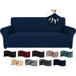 CYCMACO High Elastischer Sofa Überzug rutschfest 3 Sitzer, Dunkelblau | Sofabezug, Couch Bezug Elastischer, Jacquard Sofahusse Mit Armlehnen, Universal Sofa Covers, Couchüberzug Waschbare
