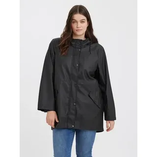 Outdoorjacke VERO MODA CURVE "VMCMALOU COATED JACKET CUR NOOS", Damen, Gr. 50, schwarz, Web, Obermaterial: 100% Polyester. Beschichtung: 100% Polyurethan, unifarben, Po-bedeckend, Jacken Outdoorjacke