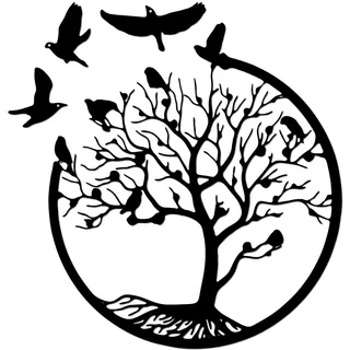 lemgyiamz Wand Deko Metall, Gartendekoration Room Decor Wanddeko Wohnzimmer Garten Deko DraußEn Deko Terrasse Outdoor Dekoration FüR Schlafzimmer Wetterfest, BäUme Und VöGel