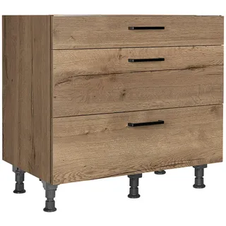 Nobilia Kochfeldumbauschrank , Eiche dunkel , Holzwerkstoff , 3 Schublade(n) Schubladen , einzeln stellbar , 90x87x56 cm , Blauer Engel, Pefc, Goldenes M, Made in Germany, DGM-Klimapakt , Zusatzausstattung erhältlich , Küchen, Küchenmöbel, Küchenschränke, Geräteumbauschränke