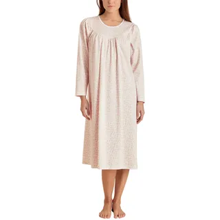 CALIDA Soft Cotton Langarm-Nachthemd Damen, Länge 110cm, aus 100% Baumwolle, mit sanft glänzender Satin-Paspelierung