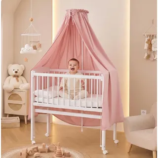 ALAVYA HOME® Betthimmel mit Himmelstange I Babybetthimmel Baldachin Kinderzimmer Himmel Moskitonetz für Babybett Stubenwagen Babywiege Kinderbett I 100% Bio-Baumwolle I GOTS-Zertifiziert I 150 x 240