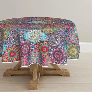 Artoid Mode Boho Vintage Geometrie Marokkanisch Mandala Tischdecke Rund 120 cm, Fleckschutz Tischwäsche Küche Dekoration Urlaub Party Dekor