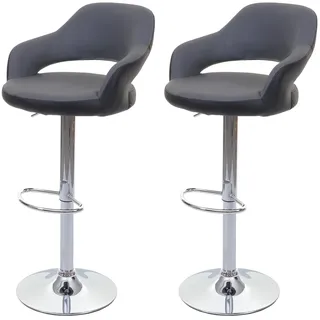 Mendler 2er-Set Barhocker HWC-F16, Barstuhl Tresenhocker Drehhocker, mit Lehne Kunstleder ~ grau-schwarz