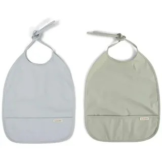 Filibabba Lätzchen mit Bändchen 2er Pack - Pearl Blue + Desert Sage