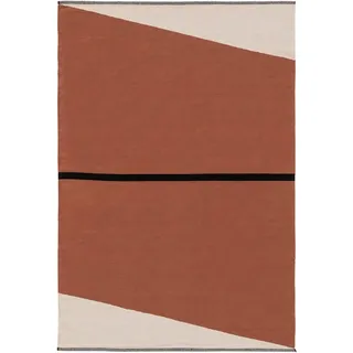 benuta Pop Baumwollteppich Lenny - Terracotta 120x170 cm - 100% Baumwolle - Rechteckig & im Style: Abstrakt,Geometrisch,Streifen, Minimalistisch, Natural Living, Retro - Pflegeleicht für Wohnzimmer