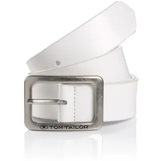 TOM TAILOR Ledergürtel »TTEVE« 4 cm breiter Damen Ledergürtel, kalssiches Must-Have, weiß