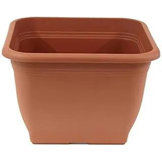 Greemotion Pflanzkübel Pia, 76,5 l, Terrakotta, 58 x 58 cm, frostfest | Eckiges Pflanzgefäß aus robustem Kunststoff mit Bodenlöchern, zum Direktbepflanzen für Terrasse, Balkon und Wintergarten