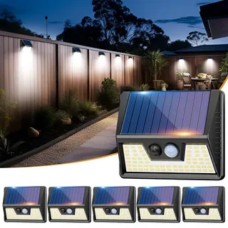vighep Solarlampen für Außen mit Bewegungsmelder, 6 Stücke 3 Modi LED Superhelle Solarleuchten, IP65 Wasserdichte Solar Wandleuchte Aussen für Garten Hof Wand Stufen Deck Haustüren Garage