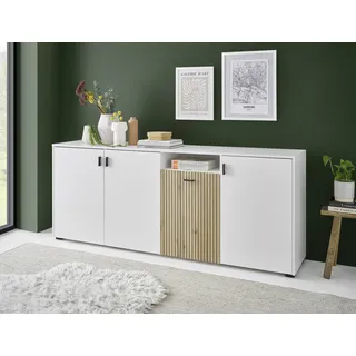 Home Affaire Sideboard 200 x 80 x 42 cm Weiß / Eiche