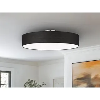 LED Deckenlampe Stoffschirm Schwarz Ø 65cm, große Flurlampe, Schlafzimmerlampe - Schwarz