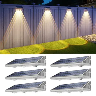 YiLaie Solar Wandleuchte Aussen, Solarleuchten für Außen IP67 Wasserdichte,3 Farben Heller Solar Zaunleuchten für Außen,LED Solarleuchten für Aussen für Garten Balkon Terrasse Treppen 6er
