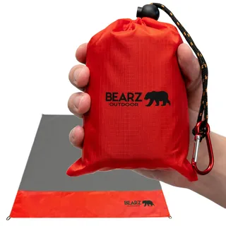 BEARZ Outdoor Reisedecke – Stranddecke im Taschenformat, Campingdecke, wasserdichte Picknickdecke, sanddichte Strandmatte – Camping-Gadgets und Festival-Wanderzubehör (rot)