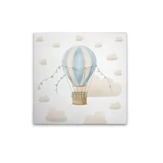 A.S. Création Leinwandbild Heißluftballon mit Wolken Blau Beige - Wandbild in Beige, Blau - 40 x 40 cm - DD129400