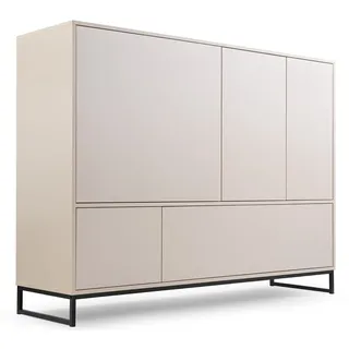bettso Kommode, Beige, Holzwerkstoff, 8 Fächer, 160x120x45 cm, Wohnzimmer, Kommoden & Sideboards, Highboards
